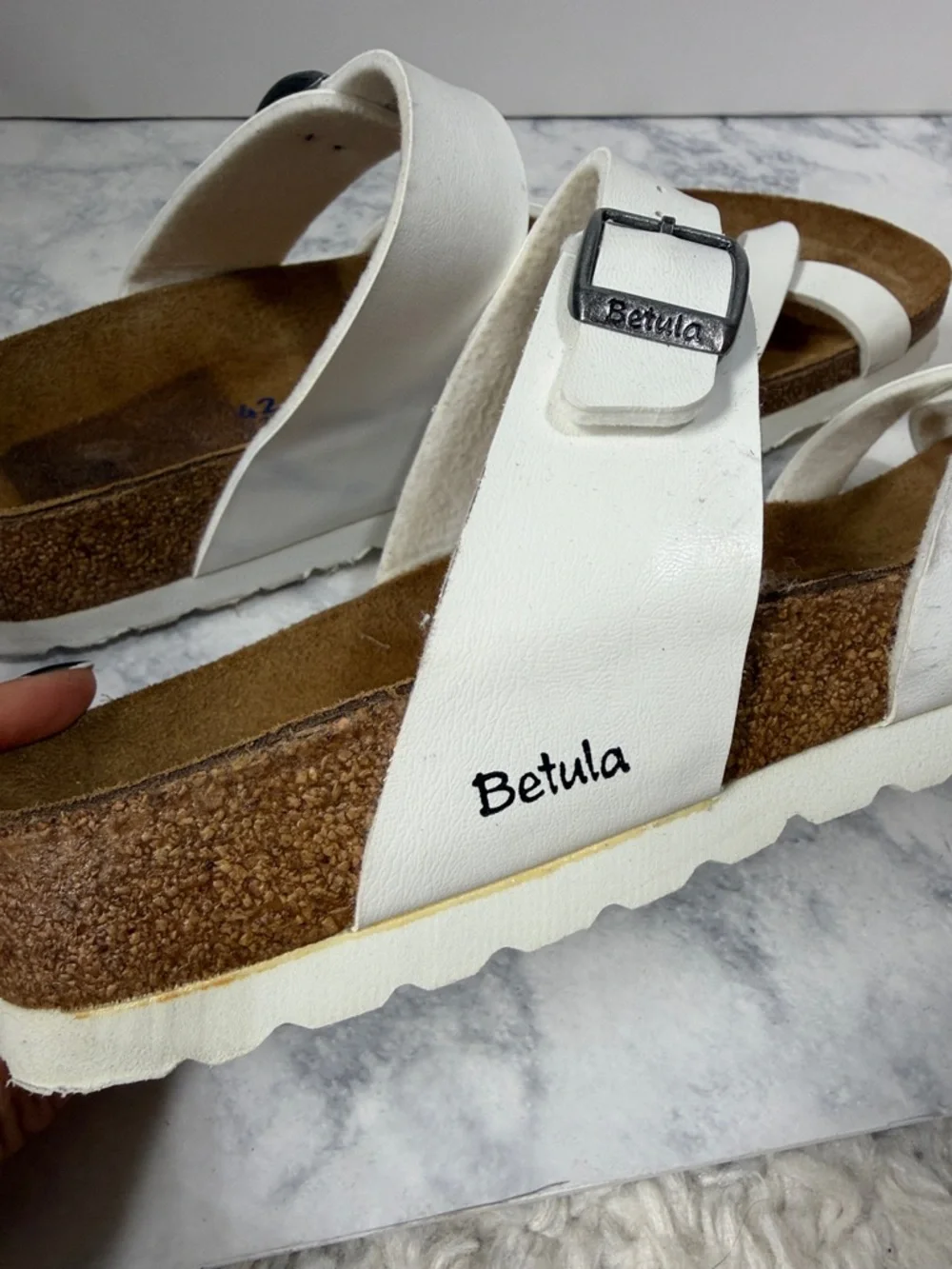 Birkenstock Betula Mia Soft White Narrow leather sandals women’s 11 men’s 9 - Picture 12 of 12